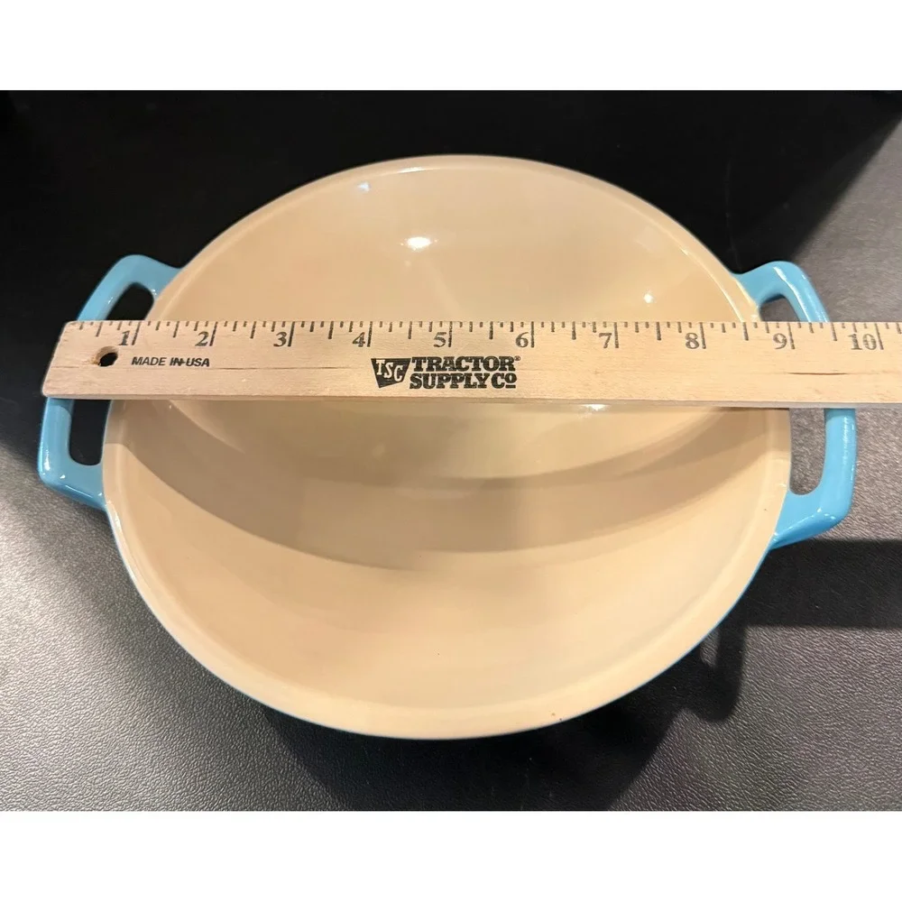 Le Creuset Mini Wok Stoneware Dish Caribbean Blue Handles